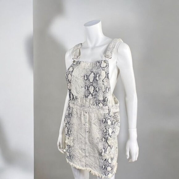 Pol Snakeskin Overall Skirt Beige Size Medium - Picture 16 of 16